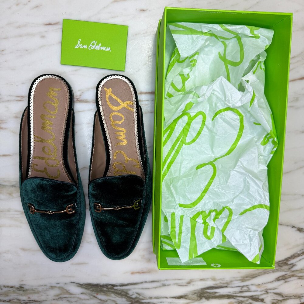 Sam Edelman Linnie Green Velvet Mule Slides NEW WITH BOX size 9.5